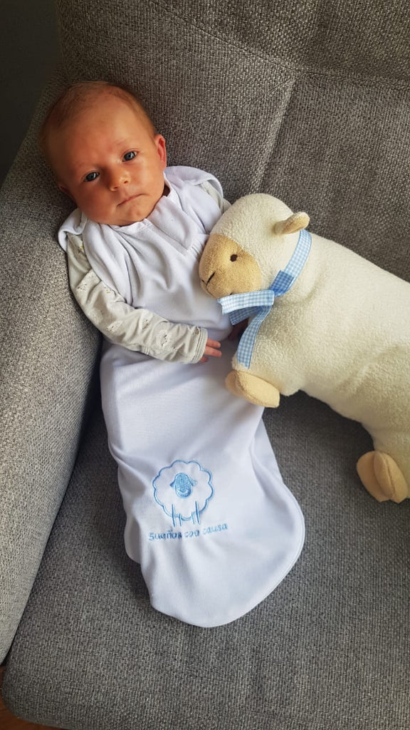 Saquito para dormir. Modelo reciÃ©n nacido en tela de camiseta.